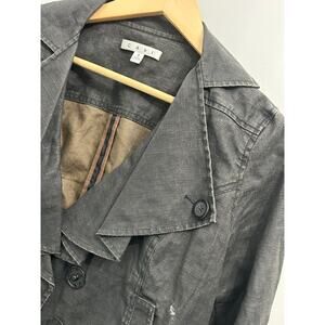 Cabi Gray Moto Jacket Waxed Linen Structured Button Front Size Small